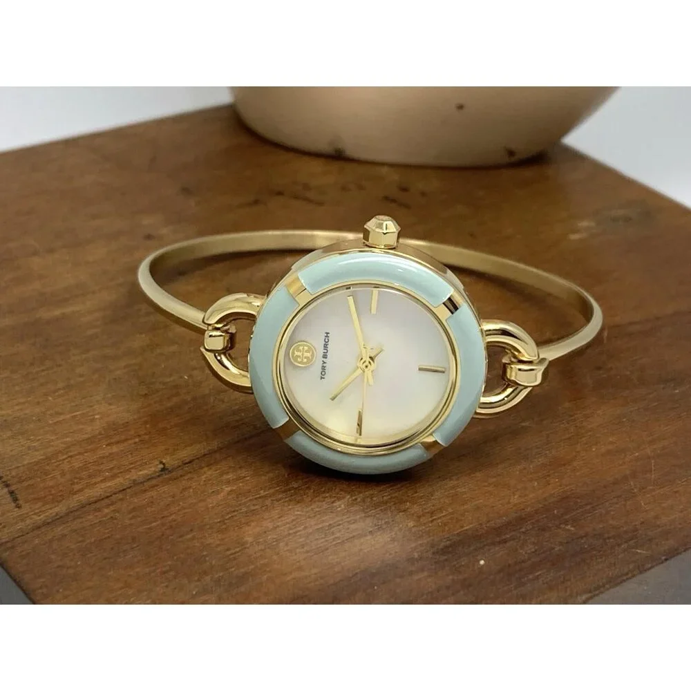Tory Burch Women's Watch TBW6019 Gold Mother of Pearl Dial Interchangeable Bezel